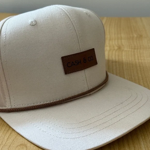 Cash & Co Canvas Adult Snapback Hat Beige Tan Logo Adjustable - Picture 4 of 4